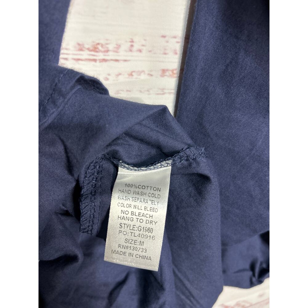 Gigio Boutique Blue Cotton Floral Embroidered Tie Side Dress | NWOT |Size Medium - Picture 5 of 7